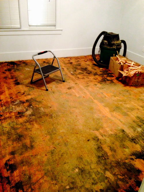 Sanding a hardwood floor before refinishing